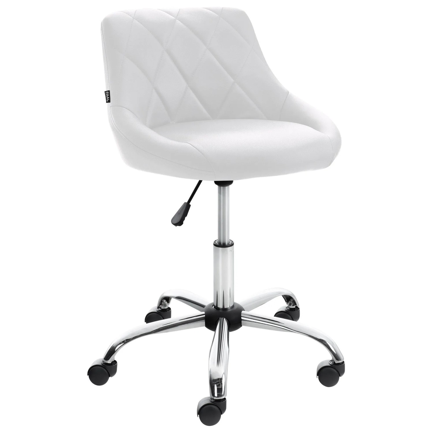 DELUKE Arbeitshocker AARHUS 47x49x71cm Kunstleder Weiß Arbeitsstuhl Drehhocker Rollhocker Bürohocker