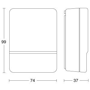 Skizze des schwarzen Steinel NightMatic 2000 Dämmerungsschalters mit Maßangaben.