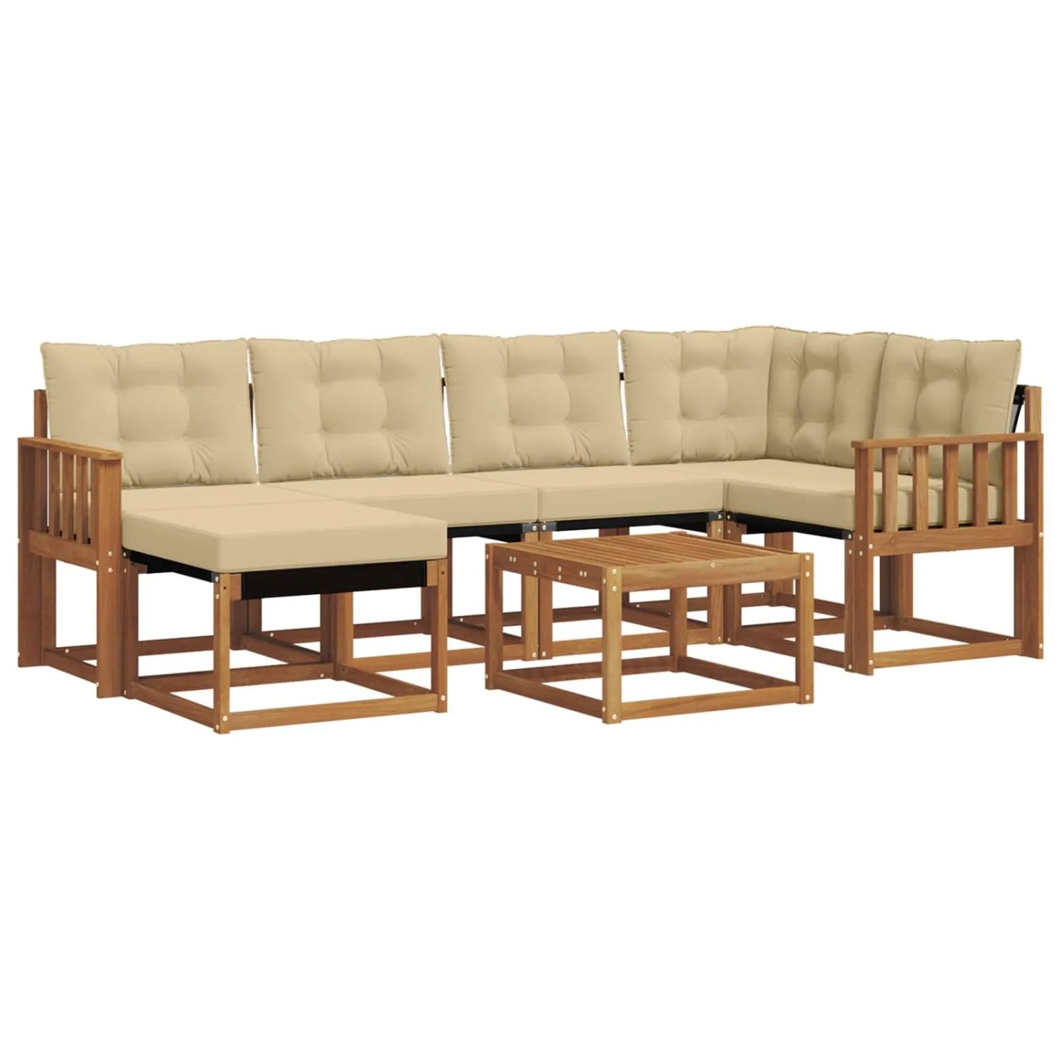 vidaXL Sofa Set mit Kissen 7-Tlg Natur und Beige 3368856