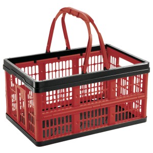 Rote Klappbox mit Henkel, ideal zur platzsparenden Aufbewahrung. Kategorie: Aufbewahrungsboxen.