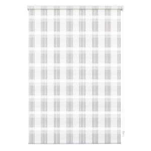 Gardinia EasyFix Doppelrollo Karo, 45x150 cm, weiß. Rollo mit transparenten und blickdichten Streifen.