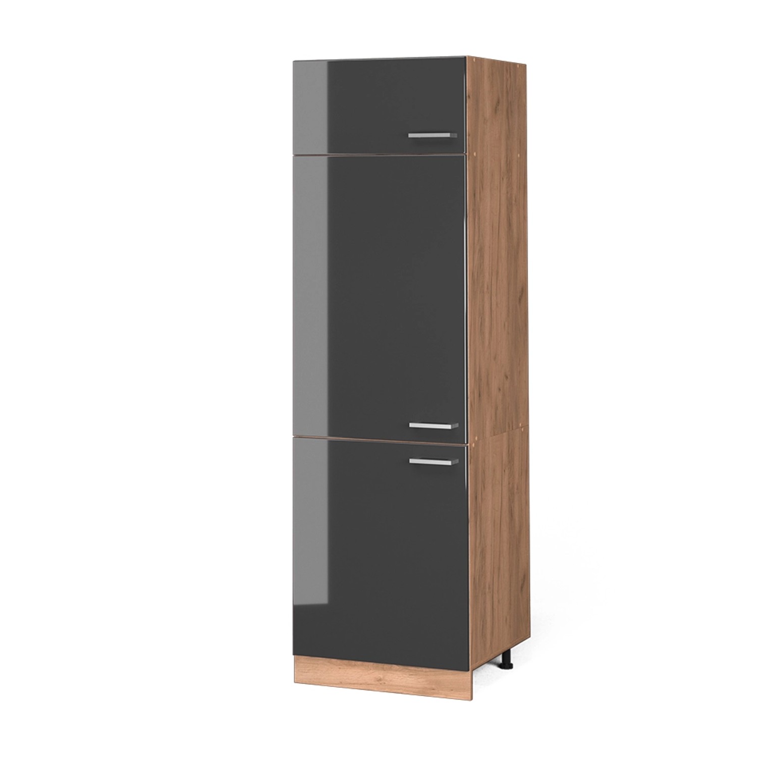 Vicco Kühlumbauschrank R-Line Anthrazit Hochglanz/Goldkraft Eiche 60 cm