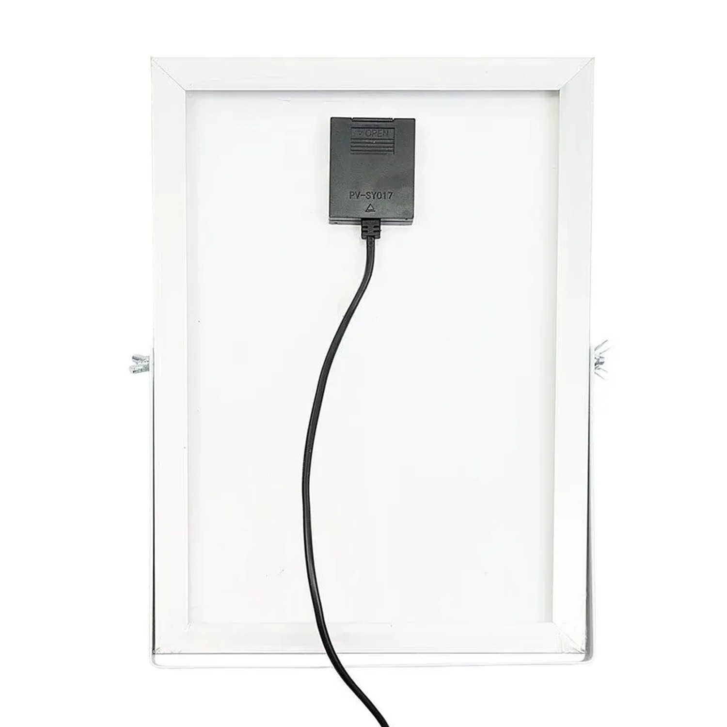 Rückseite des LUXULA LED Solarstrahlers mit Solarpanel und Kabel.