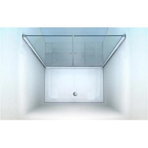 Glas Duschkabine Zeus Nischentür, 155x195cm, mit zwei Klarglastüren und Hebe-Senkmechanismus.