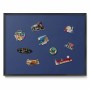 Marineblaue Magnettafel 80x60 cm mit schwarzem Rahmen. Metall-Pinnwand für Notizen und Urlaubsmagnete.