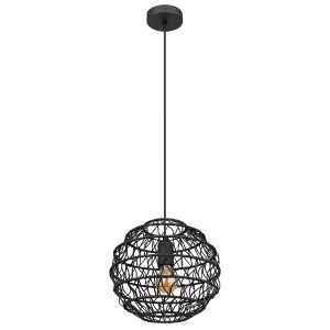 Schwarze Globo Hängeleuchte Senni, Ø 29 cm, Pendelleuchte mit dekorativem Lampenschirm.