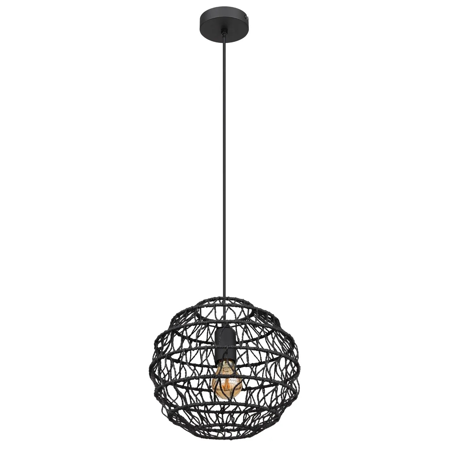 Schwarze Globo Hängeleuchte Senni, Ø 29 cm, Pendelleuchte mit dekorativem Lampenschirm.
