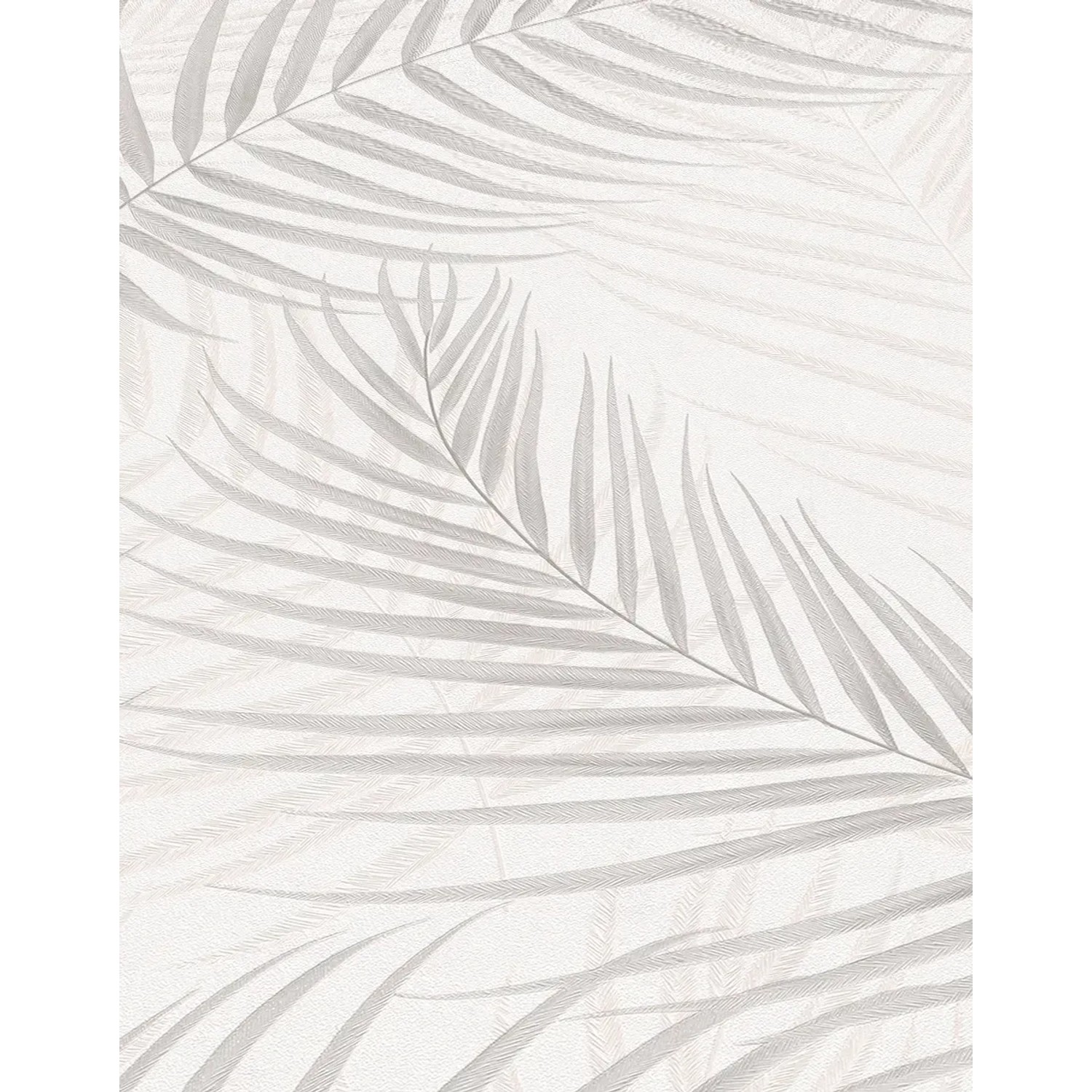 Erismann Vliestapete mit Palmblätter-Muster, beige/grau. Dekorative Tapete für Wohnräume.