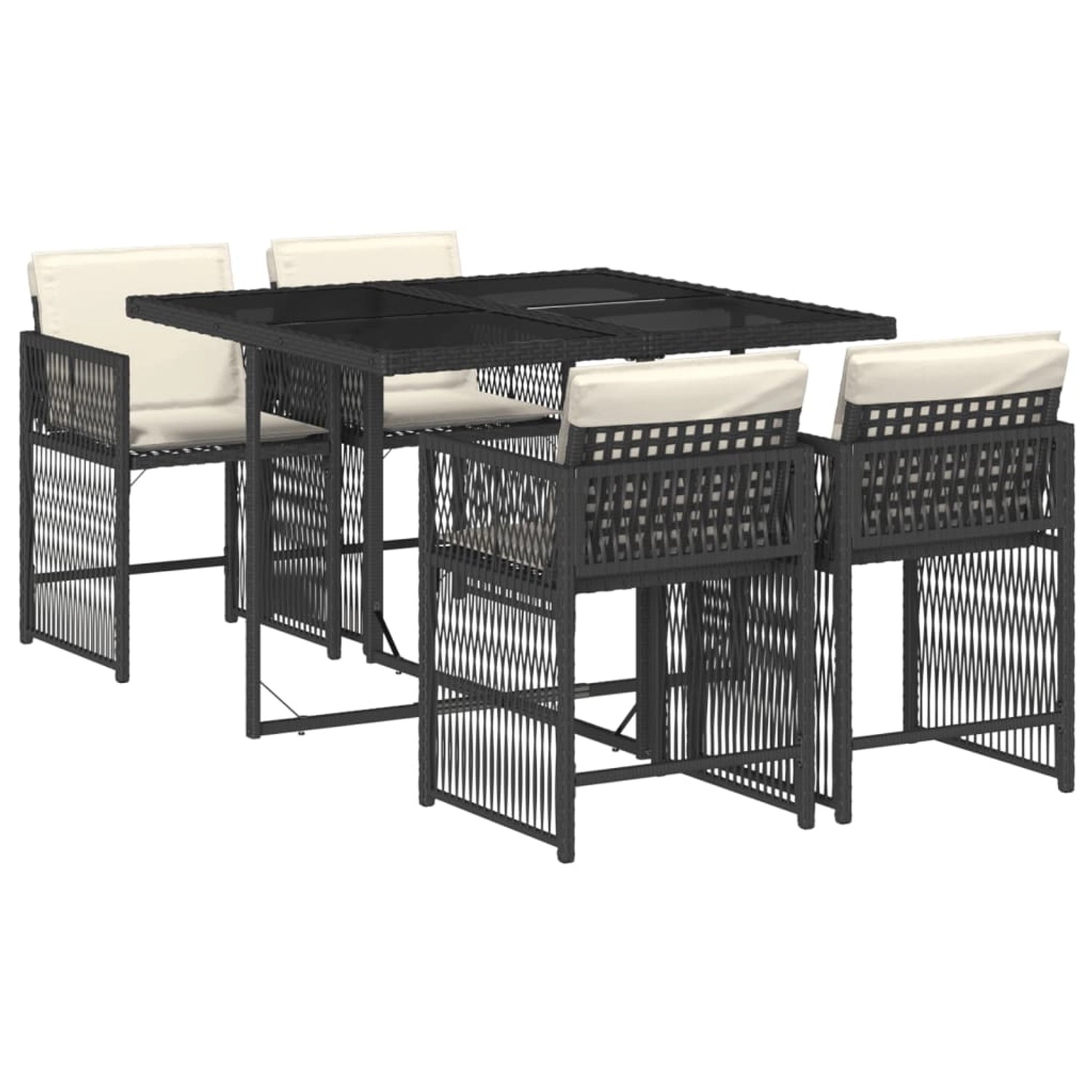 vidaXL 5-tlg Garten-Essgruppe mit Kissen Schwarz Poly Rattan Modell 169 günstig online kaufen