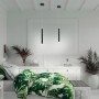 Schwarze LED-Pendelleuchte Bruno, 1-flammig, 15x120cm, im Schlafzimmer.