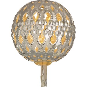 LED Lichterkette mit silbernen Metallkugeln, 10 warmweiße LEDs für den Innenbereich.