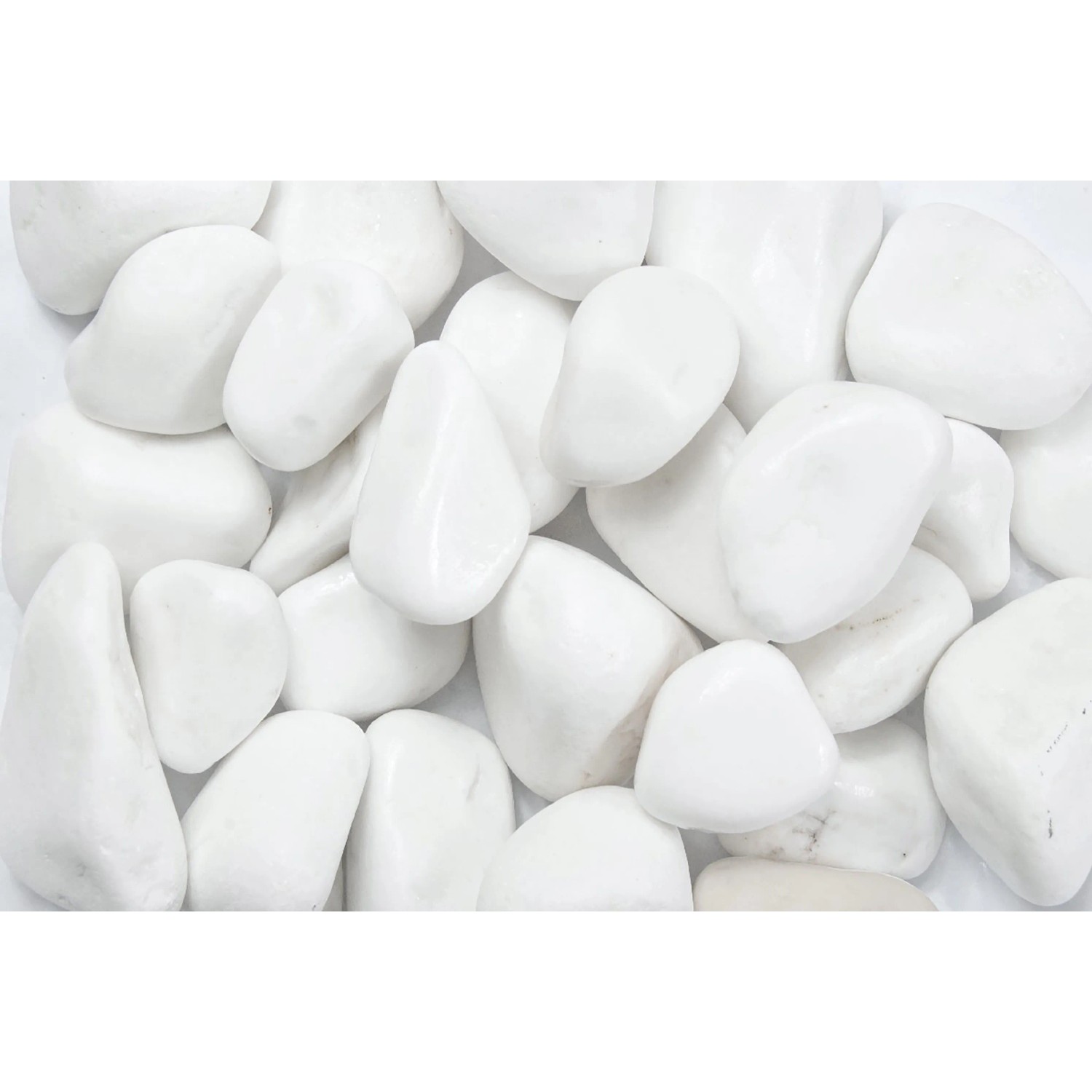 Glänzende, weiße Marmor Zierkiesel (50-80mm) Thassos-Weiß für Garten und Landschaft.