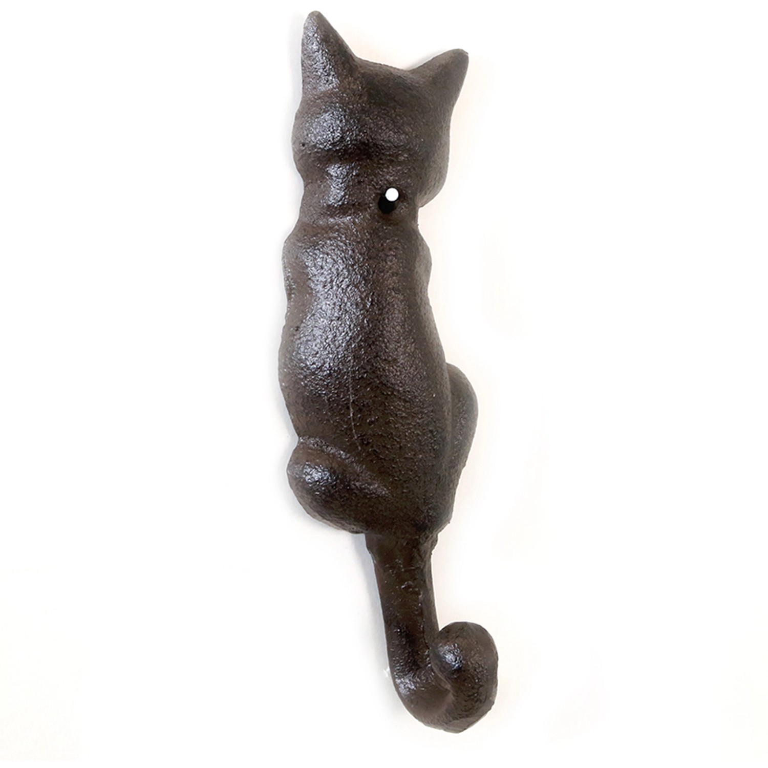 Wandhaken Katzenrücken mit einem Haken aus Gusseisen in Braun 17 cm