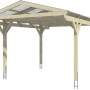 Weißer Skan Holz Carport Westerwald mit geraden Kopfbändern, 362x541 cm.