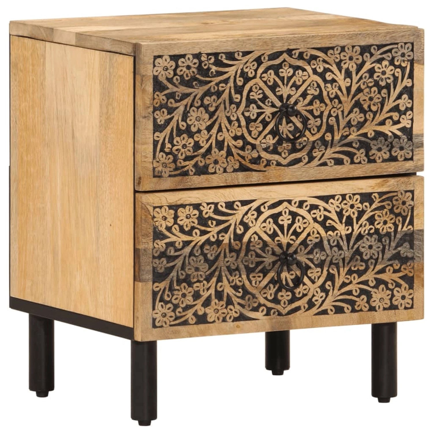 vidaXL Nachttische 2 Stk 40x33x46 cm Massivholz Mango Modell 7 günstig online kaufen