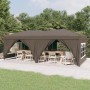 Faltbares Partyzelt, taupe, 3x6 m, mit Seitenwänden und Fenster, ideal für Gartenpartys.