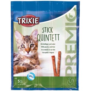 Trixie Katzensnacks Premio Stick Quintett Geflügel/Leber, 5 Stück. Katzenleckerli ohne Zuckerzusatz.