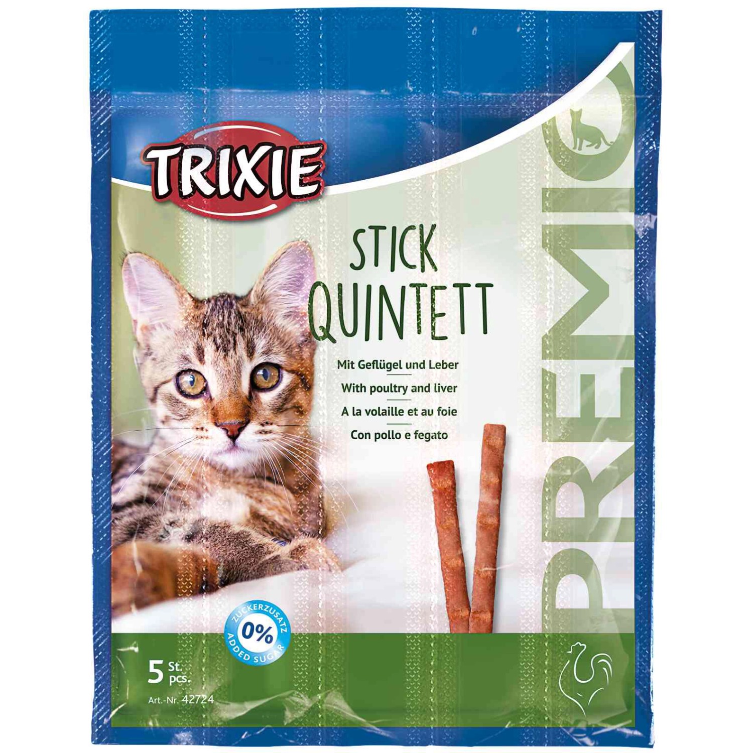 Trixie Katzensnacks Premio Stick Quintett Geflügel/Leber 5 Stück