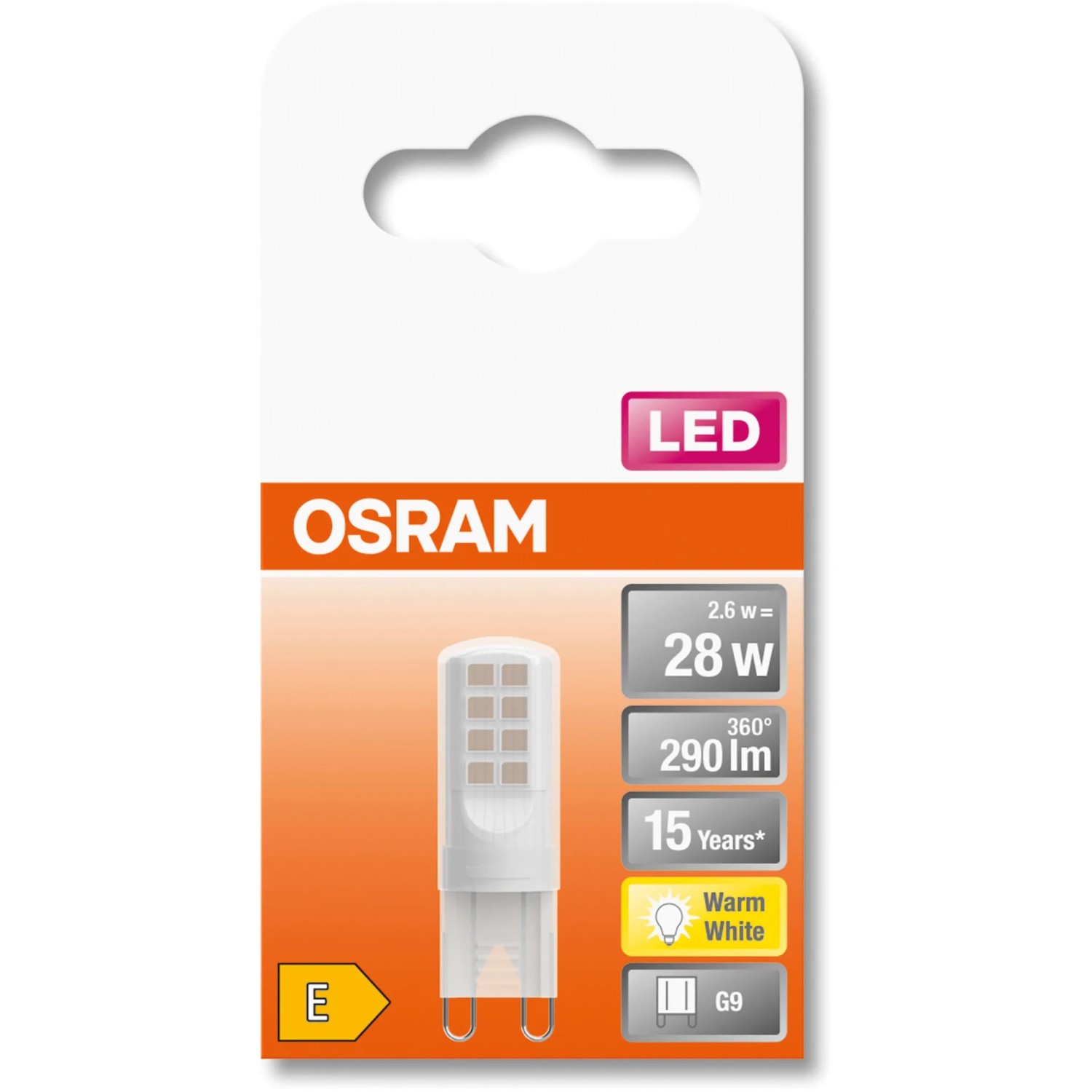 Osram LED-Leuchtmittel G9, 2,6W, warmweiß, 290lm. Kompakte LED Lampe für G9 Fassung.