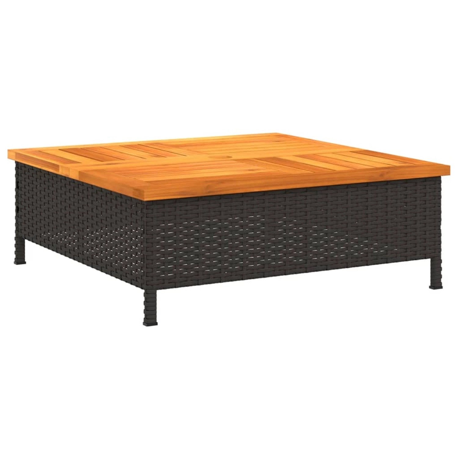 Thumbnail - vidaXL Gartentisch Schwarz 70x70x25 cm Rattan und Akazienholz 3281629