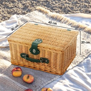 Outsunny Picknickkorb Weidenrute Keramik Braun 40L x 30B x 20H cm