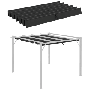 Dunkelgraues Polyester Ersatz-Vordach für Pavillons. Plissiertes Design, bietet Sonnen- und Regenschutz.