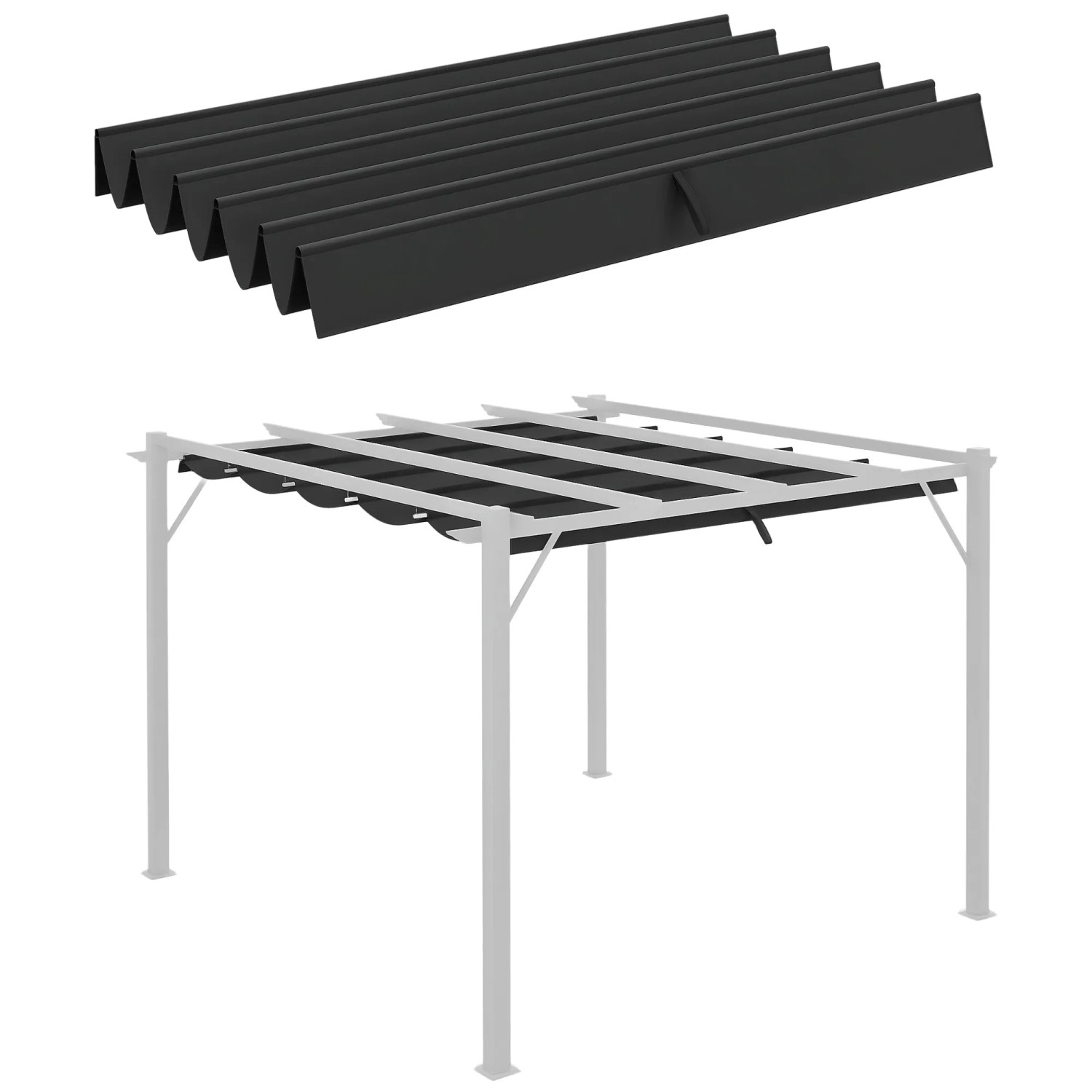 Outsunny Ersatz-Vordach Polyester Dunkelgrau 250L x 255B x 6H cm