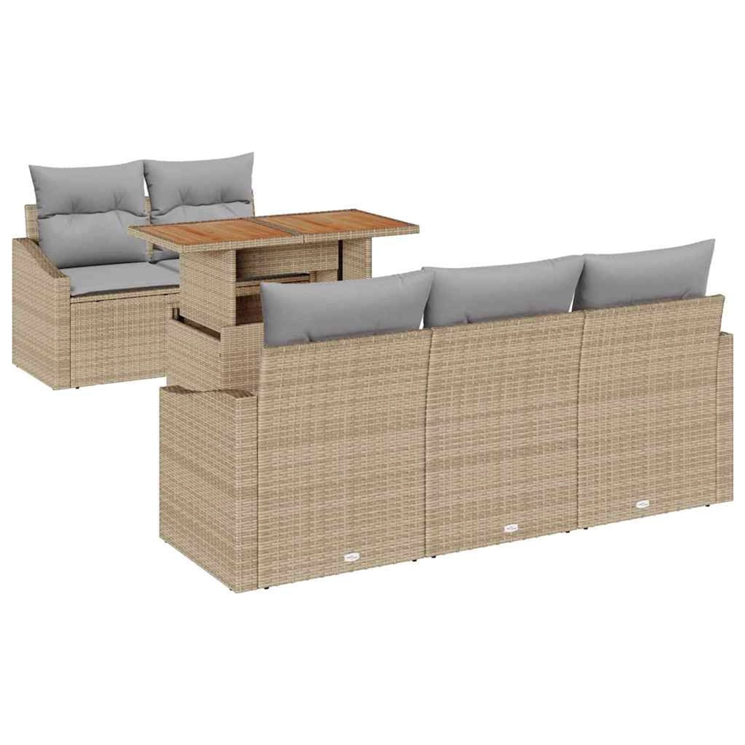 vidaXL Garten-Sofa-Set mit Speicher 6-Tlg Beige Poly Rattan 3358513 günstig online kaufen