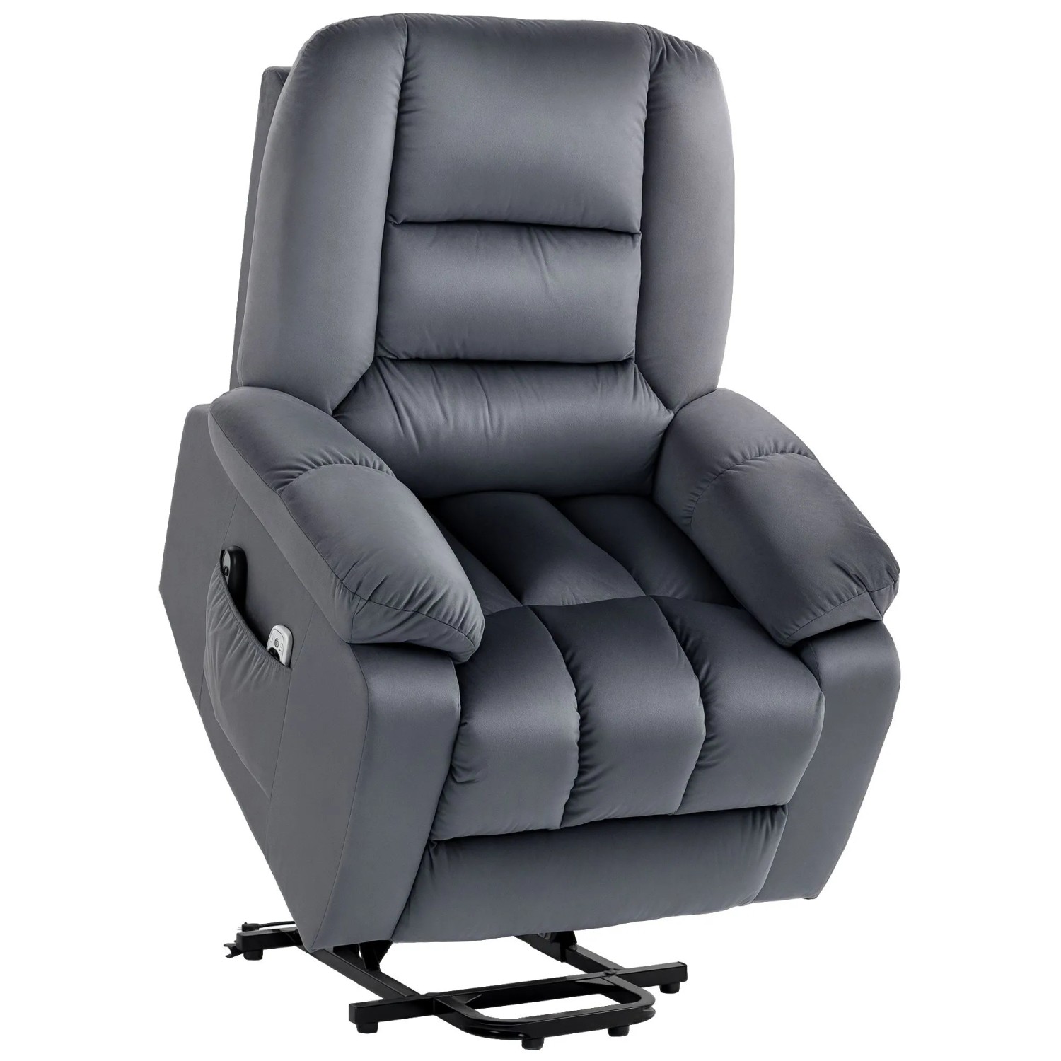 HOMCOM Fernsehsessel mit Aufstehhilfe Polyester Metall Grau 85L x 94B x 107H cm