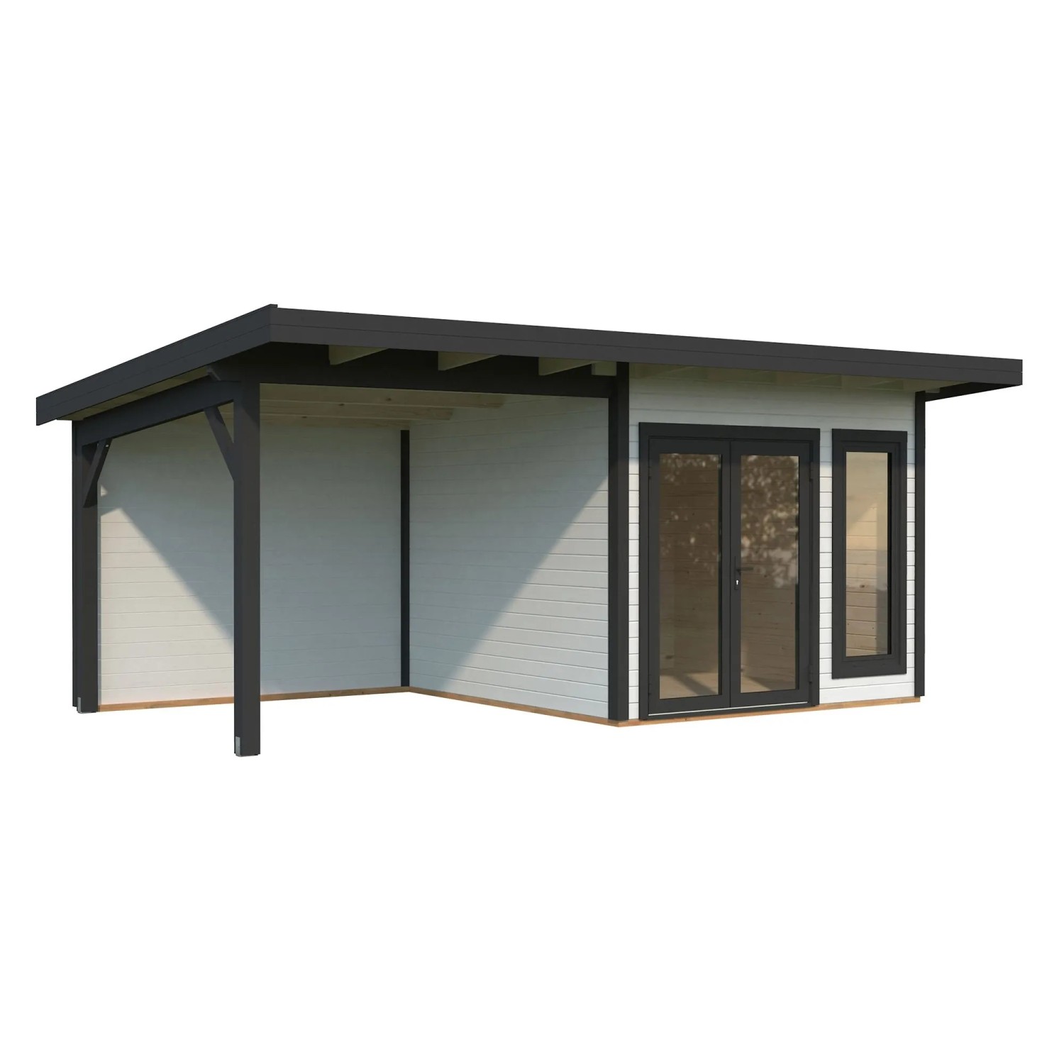 Palmako Holz-Gartenhaus Aurelia Pultdach Weiß Lackiert 599 cm x 300 cm 16,3 m²