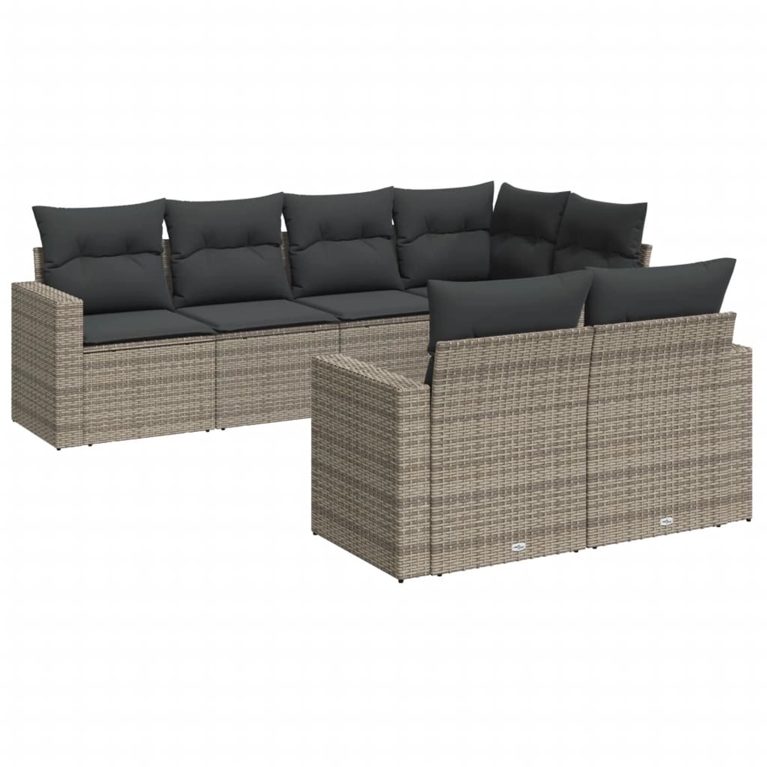 vidaXL 7-Tlg Garten-Sofagarnitur mit Kissen Grau Poly Rattan 3219200 günstig online kaufen
