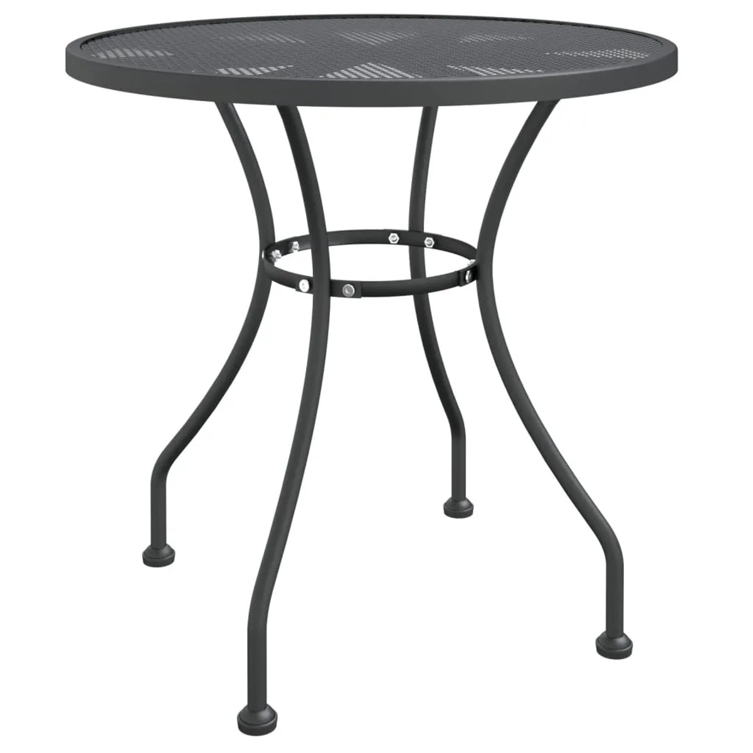 Anthrazitfarbener Gartentisch aus Streckmetall, Teil der 3-tlg. vidaXL Essgruppe.