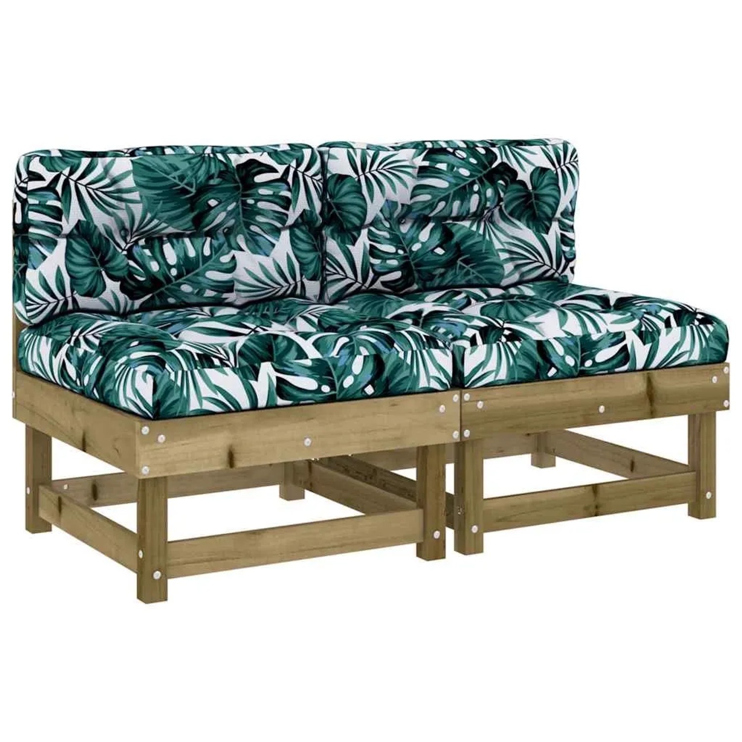 vidaXL Mittelsofas mit Kissen 2 Stk Kiefernholz Imprägniert 825463