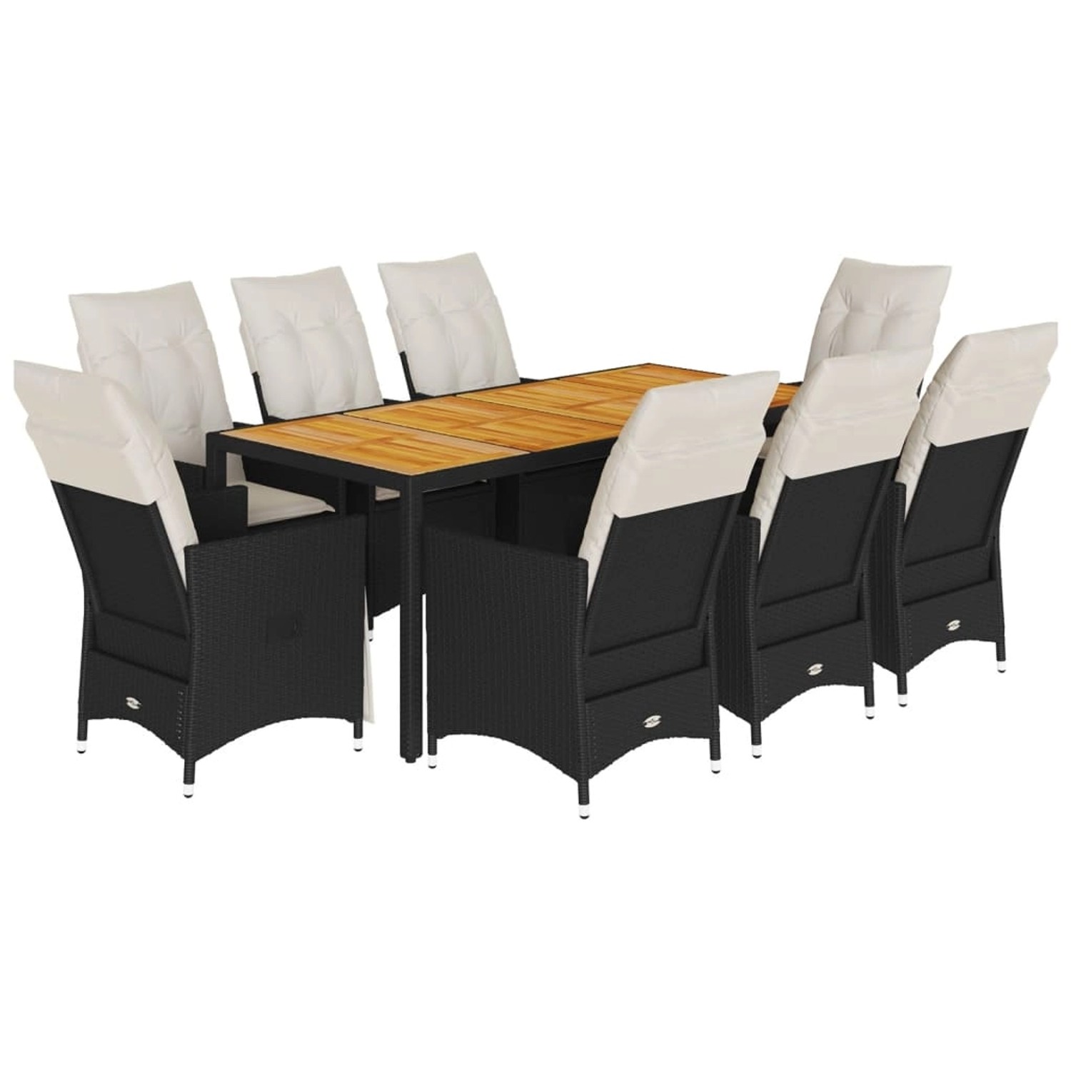 vidaXL 9-Tlg Garten-Essgruppe mit Kissen Schwarz Poly Rattan 3276687 günstig online kaufen
