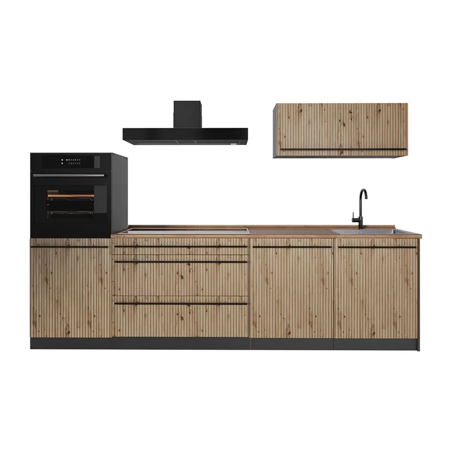 Vicco Küchenzeile R-Line Artisan-Eiche/Anthrazit 280 x 143 Arbeitsplatte Goldkraft Eiche Art Nr 67238
