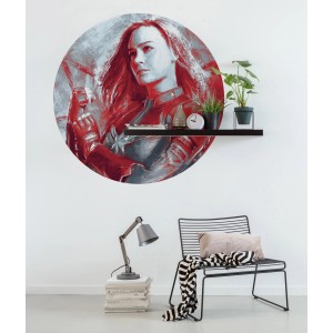 Runde Vlies Fototapete mit Captain Marvel Motiv als Malerei, selbstklebend, Ø 125 cm.