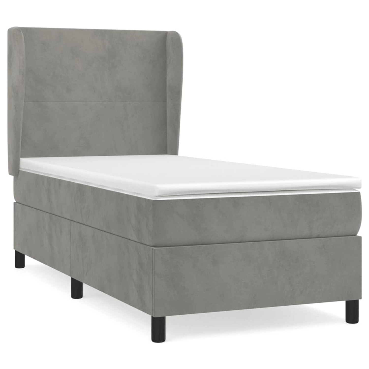vidaXL Boxspringbett mit Matratze Hellgrau 80x200 cm Samt1372926 günstig online kaufen