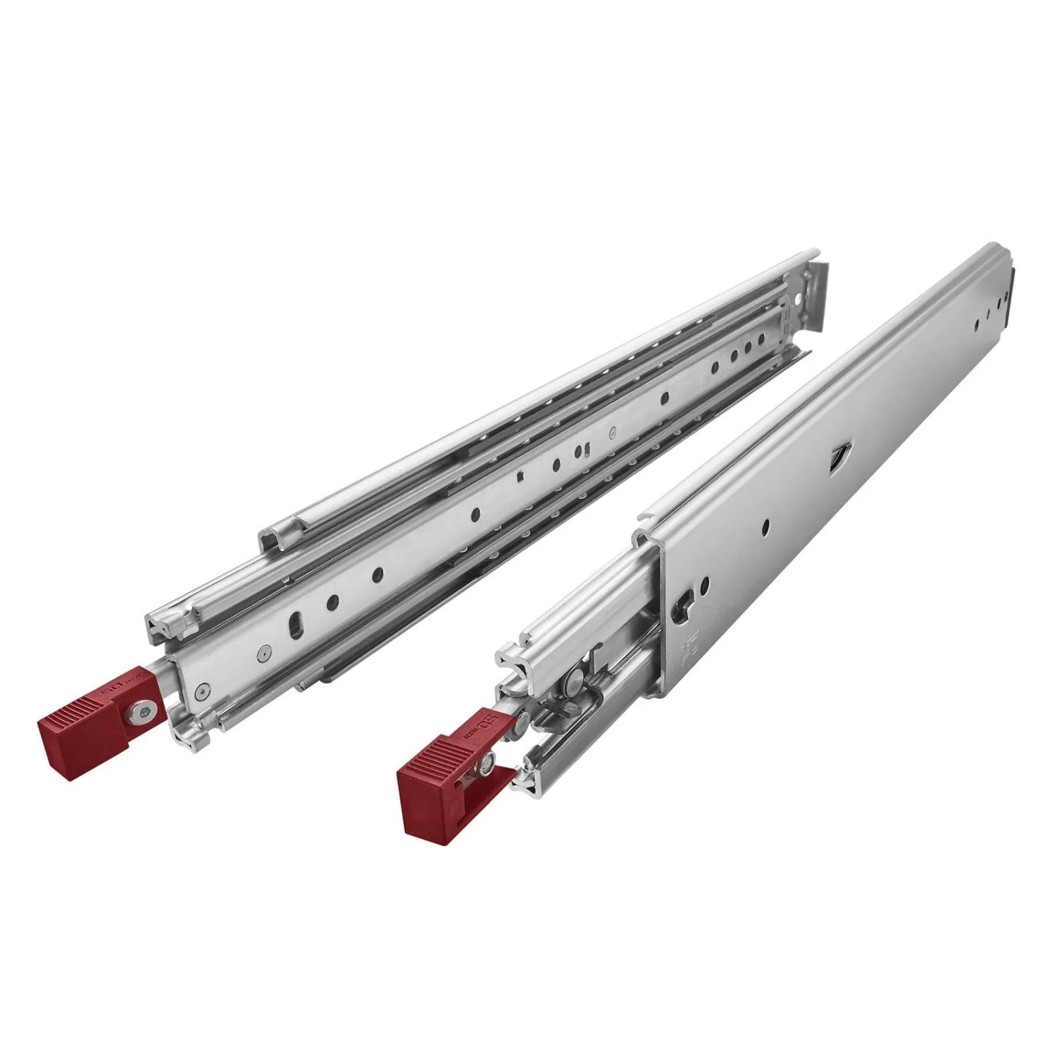 Sotech Schwerlastauszug VarioSlide KV2-200-H76-750 Eh 762 Mm Zweihandverriegelung Einrastfunktion Roter Hebel Schubladenschiene Belastbar Bis 200 Kg