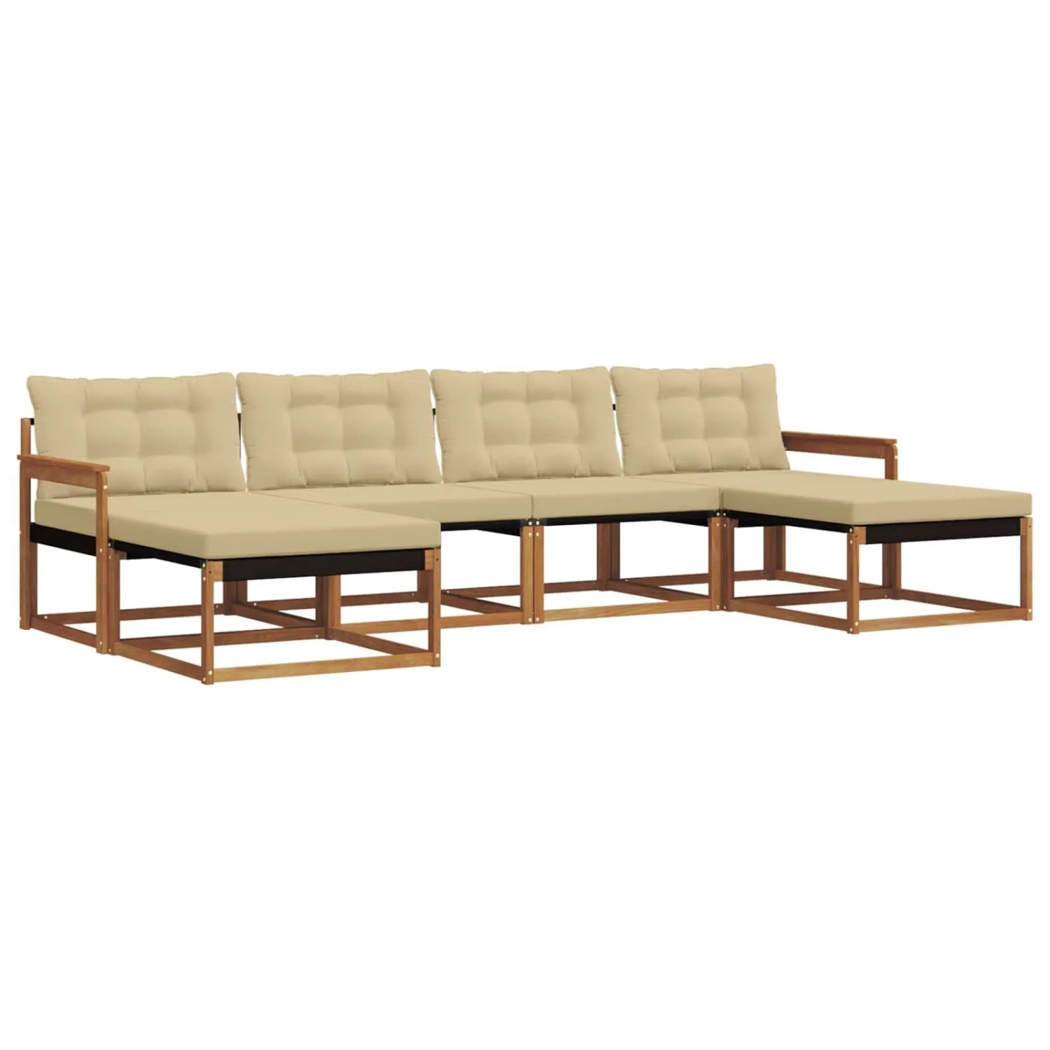 vidaXL Outdoor-Sofagarnitur mit Kissen 6-Tlg Natur und Beige 3369716