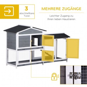 PawHut Hasenstall Tannenholz 157,4 x 53 x 93,5cm
