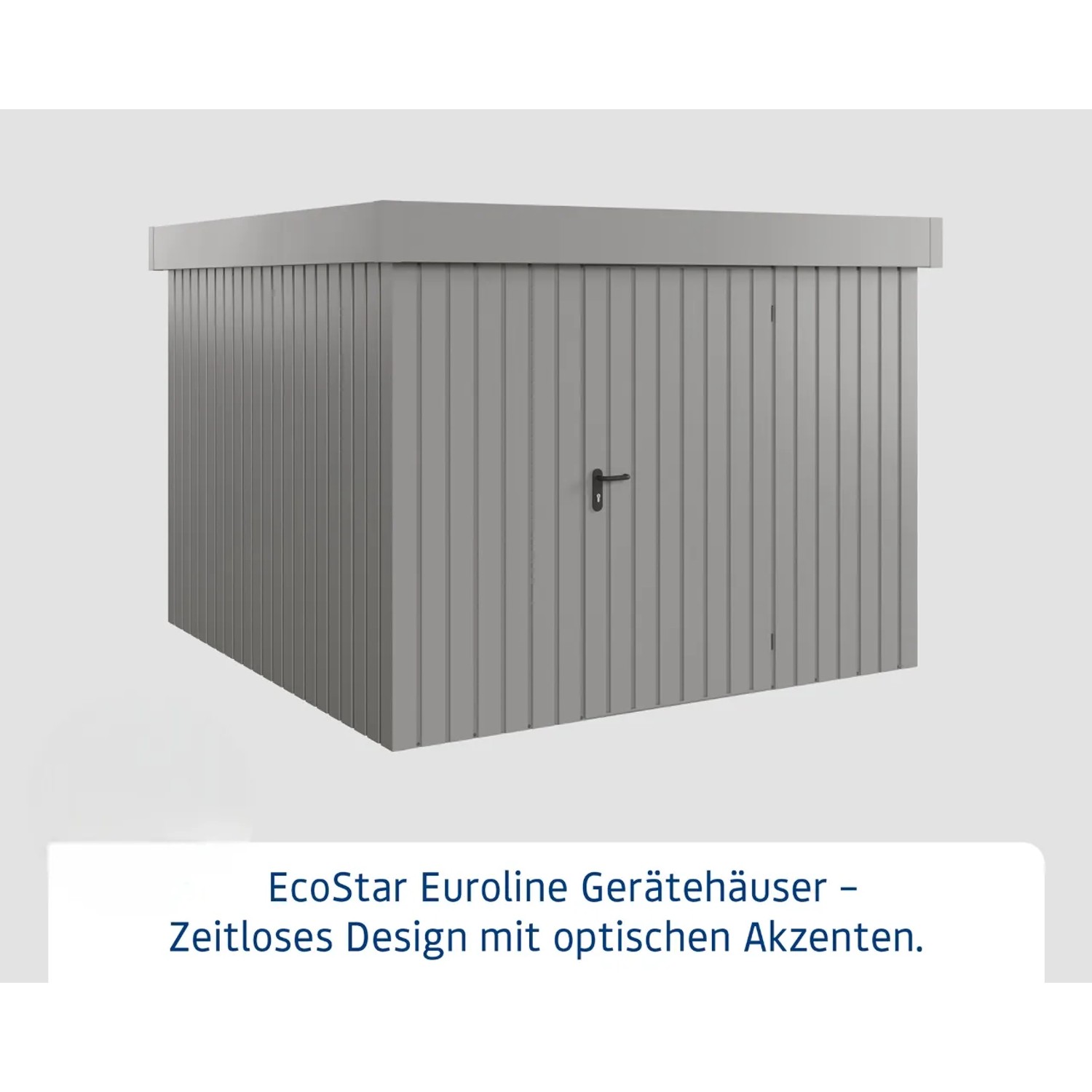 Hörmann EcoStar Gerätehaus Euroline, Flachdach, Graualuminium. Gerätehäuser für den Garten.
