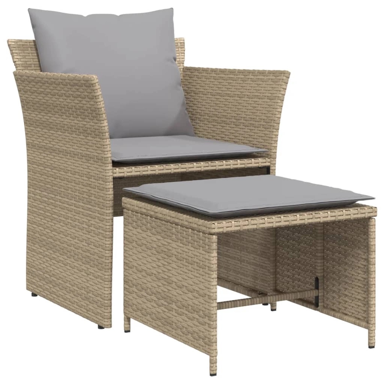 vidaXL Gartenstuhl mit Fußhocker Beige Poly Rattan Modell 1 günstig online kaufen