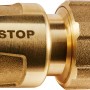 Geka plus-Schlauchstück Trinkwasser 13 mm mit Wasserstopp aus Messing, Detailansicht.