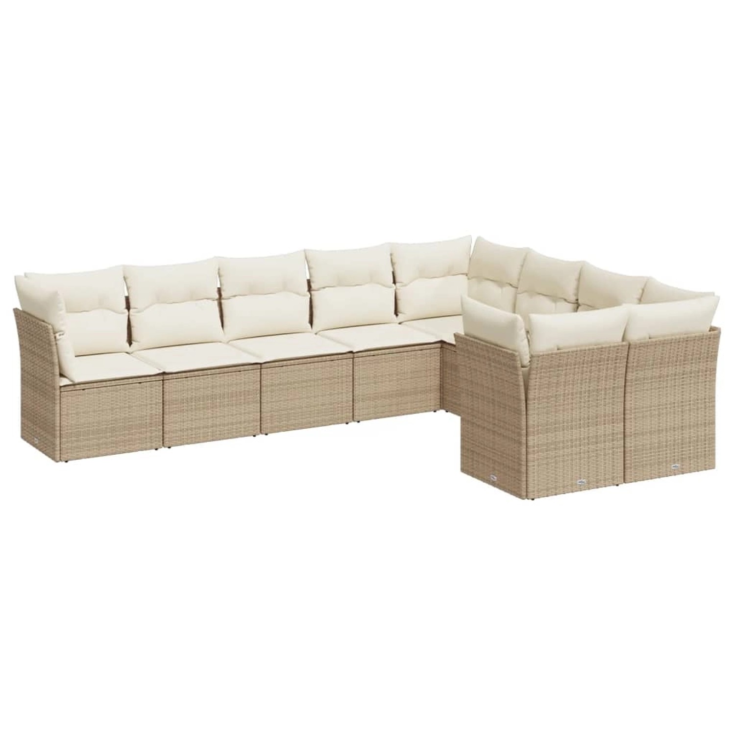 vidaXL 9-tlg Garten-Sofagarnitur mit Kissen Beige Poly Rattan Modell 36 günstig online kaufen