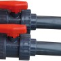 Kwad Übergangs-Schlauchanschluss-Set für Wärmepumpen-Pool, inkl. Kugelhähne, Rohre und Klemmen.