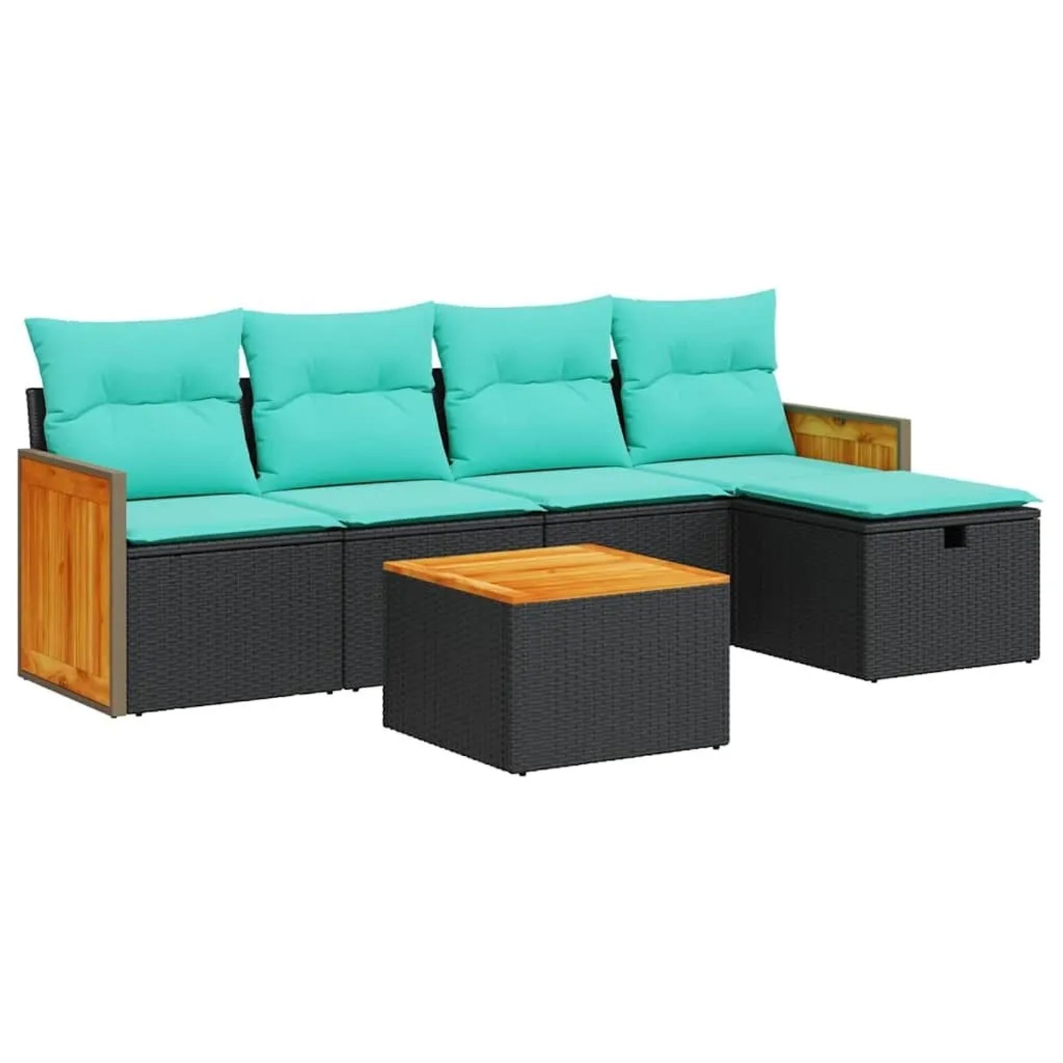 vidaXL 6 Tlg Garten-Sofagarnitur mit Kissen Schwarz Poly Rattan 3326019