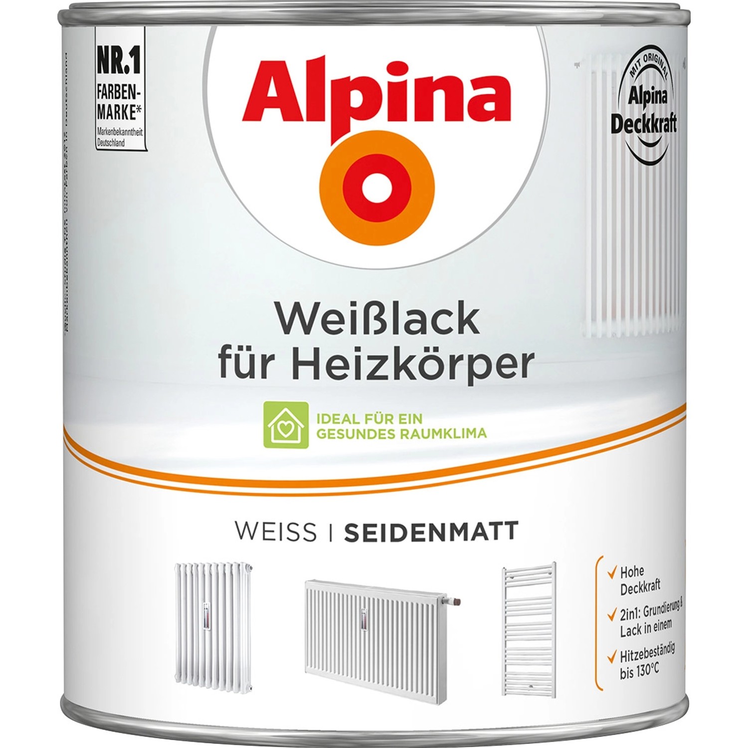 Alpina Weißlack für Heizkörper seidenmatt 2 Liter