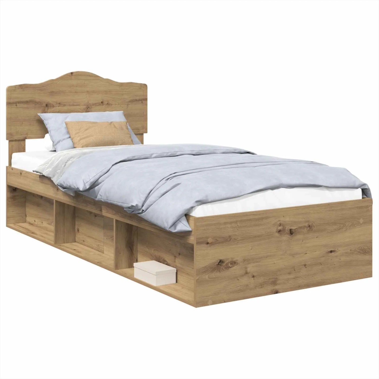 vidaXL Bettrahmen Artisan-Eiche 90 x 200 cm Massives Kiefernholz 3412951