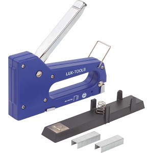 LUX Kombitacker Classic, blau, mit Klammern und Magazin. Vielseitig für Stoff, Holz und Pappe.