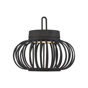 Schwarze LED Akku-Pendelleuchte Akuba, 22x25cm, für Innen & Außen. Dekorative Außenleuchte.